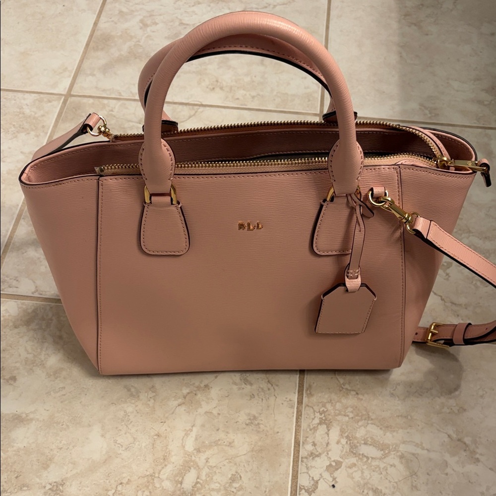 Ralph Lauren Blush Satchel with Gold Accents